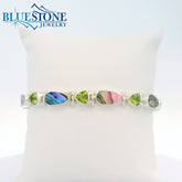 Sterling Silver Abalone & Peridot Bracelet- 8 Inches